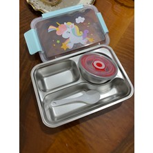 Sosluklu 3 Bölmeli Kaşıklı Yemek Kabı