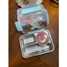 Sosluklu 3 Bölmeli Kaşıklı Yemek Kabı