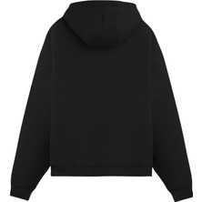Alex Rosen Space Baskılı  Siyah Oversize Fit Pamuklu Kapüşonlu Sweatshirt
