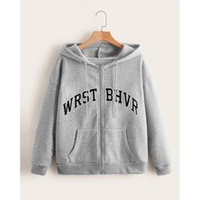 Amor Man Büyük Beden Özel Tasarım Kapüşonlu Tam Fermuarlı Wrst Bhvr Baskılı Battal Erkek Sweatshırt