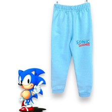 Sonic Desenli Mavi Renkli Uzun Kollu Erkek Çocuk Kışlık Şardonlu Yumuşak İç Tüylü Eşofman Takımı