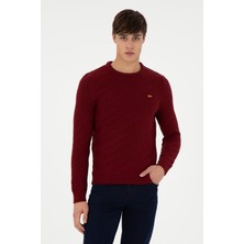 U.S. Polo Assn. Erkek Slim Fit Bisiklet Yaka Bordo Kazak 50297050-VR014