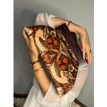 Jophiel Bahram - William Morris Design, Ahşap Burslu Kumaş Portföy Çanta, Clutch, El Çantası