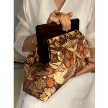 Jophiel Bahram - William Morris Design, Ahşap Burslu Kumaş Portföy Çanta, Clutch, El Çantası