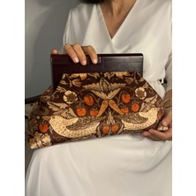 Jophiel Bahram - William Morris Design, Ahşap Burslu Kumaş Portföy Çanta, Clutch, El Çantası
