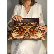 Jophiel Bahram - William Morris Design, Ahşap Burslu Kumaş Portföy Çanta, Clutch, El Çantası