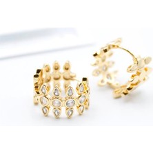 Royaleks Design Taşlı Halka Küpe - Altın