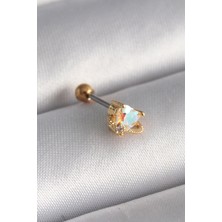 Tua Moda 316L Çelik Gold Renk Zirkon Taşlı Kalp Tragus Piercing