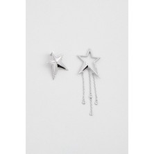 Dilek Yıldızı 18 Ayar Beyaz Altın Kaplama Gümüş Küpe