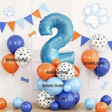 Düvenci Ticaret Mavi Rakamlı Pati Balonlu Yaş Balon Set