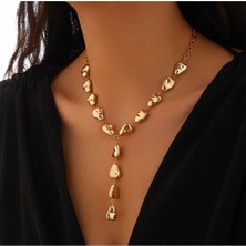 Asteria Jewelry Gold Y Model Sallantılı Kolye