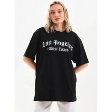 DervisİN Unisex Baskılı Oversize T-Shirt - Siyah