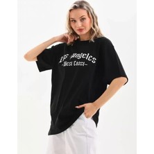 DervisİN Unisex Baskılı Oversize T-Shirt - Siyah