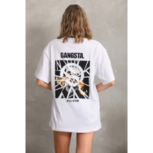 DervisİN Unisex Baskılı Oversize T-Shirt - Beyaz