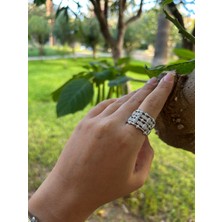 Moonjy Çelik Silver Petek Model Ayarlanabilir Yüzük