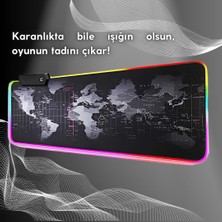 Techno Center TECHNO CENTRE Rgb Işıklandırmalı Dünya Desenli Kaymaz Taban Su Geçirmez Oyuncu Mousepad 90X40