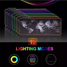 Techno Center TECHNO CENTRE Rgb Işıklandırmalı Dünya Desenli Kaymaz Taban Su Geçirmez Oyuncu Mousepad 90X40