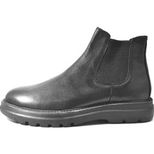 Onlo Ayakkabı MB.1091  Deri Siyah Lastikli Casual Erkek Bot