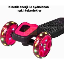 Magicway Pembe Renkli LED Işıklı 3 Tekerlekli Direksiyon Yükseklik Ayarlı Çocuk Scooter