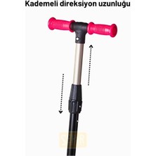 Magicway Pembe Renkli LED Işıklı 3 Tekerlekli Direksiyon Yükseklik Ayarlı Çocuk Scooter