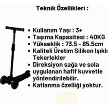 Magicway Pembe Renkli LED Işıklı 3 Tekerlekli Direksiyon Yükseklik Ayarlı Çocuk Scooter