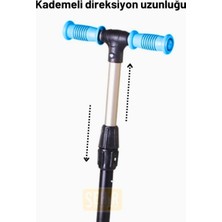 Mavi Renkli LED Işıklı 3 Tekerlekli Direksiyon Yükseklik Ayarlı Çocuk Scooter