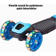 Mavi Renkli LED Işıklı 3 Tekerlekli Direksiyon Yükseklik Ayarlı Çocuk Scooter