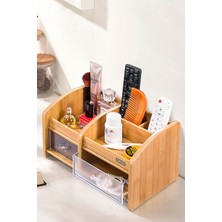 Tekno Trust Çok Amaçlı - Makyaj ve Kozmetik Düzenleyici - Bambu Desenli - Ahşap Organizer