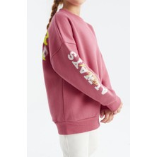 Tommy Life 7-15 Yaş Kız Çocuk Baskı Detaylı Şardonlu Sweatshirt 75095 Yaban Gülü