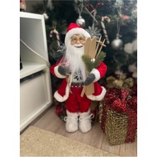Tekno Trust Yılbaşı Kızaklı 45 cm Noel Baba Christmas Sakallı Büyük Boy Kırmızı Newyear