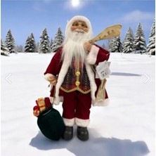 Tekno Trust Yılbaşı Yeni Yıl Dekor Süs Kırmızı Noel Baba 45 cm Ekose Yelekli
