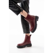 Ellolita Luxury Shoes 812-2137 Bordo Lastikli Günlük Kadın Bot