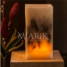 Miarik Design Dekoratif Başak Buğday Içerikli Kare Buyuk Fener Mum
