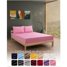 MODELHOME Pembe Rengi Lastikli Çift Kişilik Çarşaf Takımı (Pamuklu Nevresim Kumaşı, Yastık Kılıflı)