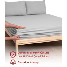 MODELHOME Gri Renkli Lastikli Tek Kişilik Çarşaf Takımı (Pamuklu Nevresim Kumaşı, Yastık Kılıflı)