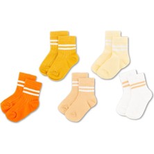 Novibaby 5'li Pamuklu Çocuk Kolej Soket Çorap Bebek Unisex Kız Kadın Erkek Okul Çorabı, Beyaz Siyah Pembe