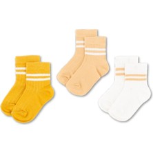 Novibaby 3'lü Pamuklu Çocuk Kolej Soket Çorap Bebek Unisex Kız Kadın Erkek Okul Çorabı, Beyaz Siyah Pembe