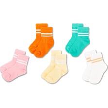 Novibaby 5'li Pamuklu Çocuk Kolej Soket Çorap Bebek Unisex Kız Kadın Erkek Okul Çorabı, Beyaz Siyah Pembe