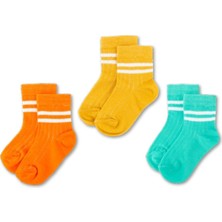 Novibaby 3'lü Pamuklu Çocuk Kolej Soket Çorap Bebek Unisex Kız Kadın Erkek Okul Çorabı, Beyaz Siyah Pembe