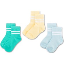 Novibaby 3'lü Pamuklu Çocuk Kolej Soket Çorap Bebek Unisex Kız Kadın Erkek Okul Çorabı, Beyaz Siyah Pembe