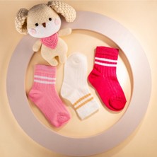 Novibaby 5'li Pamuklu Çocuk Kolej Soket Çorap Bebek Unisex Kız Kadın Erkek Okul Çorabı, Beyaz Siyah Pembe