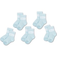 Novibaby 5'li Pamuklu Çocuk Kolej Soket Çorap Bebek Unisex Kız Kadın Erkek Okul Çorabı, Beyaz Siyah Pembe