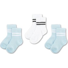 Novibaby 3'lü Pamuklu Çocuk Kolej Soket Çorap Bebek Unisex Kız Kadın Erkek Okul Çorabı, Beyaz Siyah Pembe