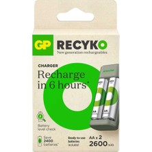 Gp Recyko E221 2 x 2600 Mah R6 AA Pilli Pil Şarj Cihazı (GP-E221/270AHCER21-2GTLB2)