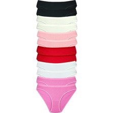 Çankaya Giyim 12 Adet Fitilli Pamuklu Kadın Kaşkorse Bikini Külot