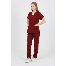 Nevsa Daisy V Yaka Bordo Unisex Uniforma (Likralı) 2xs - Takım - Hayır İsim Yazılmasın