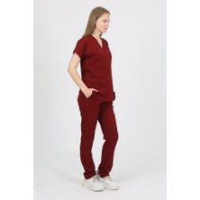 Nevsa Daisy V Yaka Bordo Unisex Uniforma (Likralı) 2xs - Takım - Hayır İsim Yazılmasın