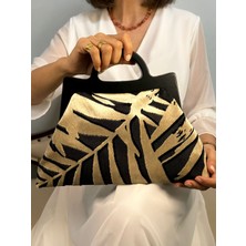 Jophiel Ahşap Burslu Kumaş Portföy Çanta, Clutch, El Çantası, Çanta