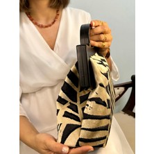 Jophiel Ahşap Burslu Kumaş Portföy Çanta, Clutch, El Çantası, Çanta
