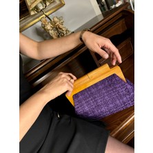 Jophiel Bahram Petite - Ahşap Burslu Kumaş Çanta, Clutch, El Çantası, Portföy, Kadın Çanta, Çanta